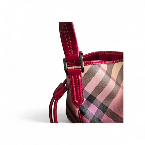 Burberry Burgundy and Black Plaid Shoulder Bag - Picture 9 of 11